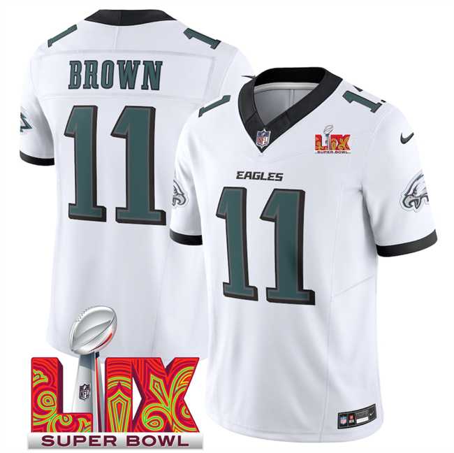 Men & Women & Youth Philadelphia Eagles #11 A.J. Brown White 2025 Super Bowl LIX Patch New F.U.S.E. Vapor Untouchable Limited Stitched Jersey,We sell and wholesale Men & Women & Youth Philadelphia Eagles #11 A.J. Brown White 2025 Super Bowl LIX Patch New F.U.S.E. Vapor Untouchable Limited Stitched Jersey on line form chian!